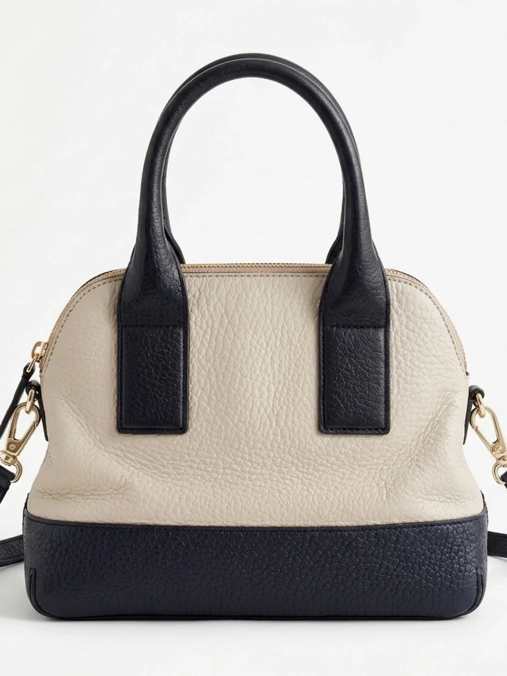 kate spade Two-Tone Black & Cream Pebbled Leather Satchel